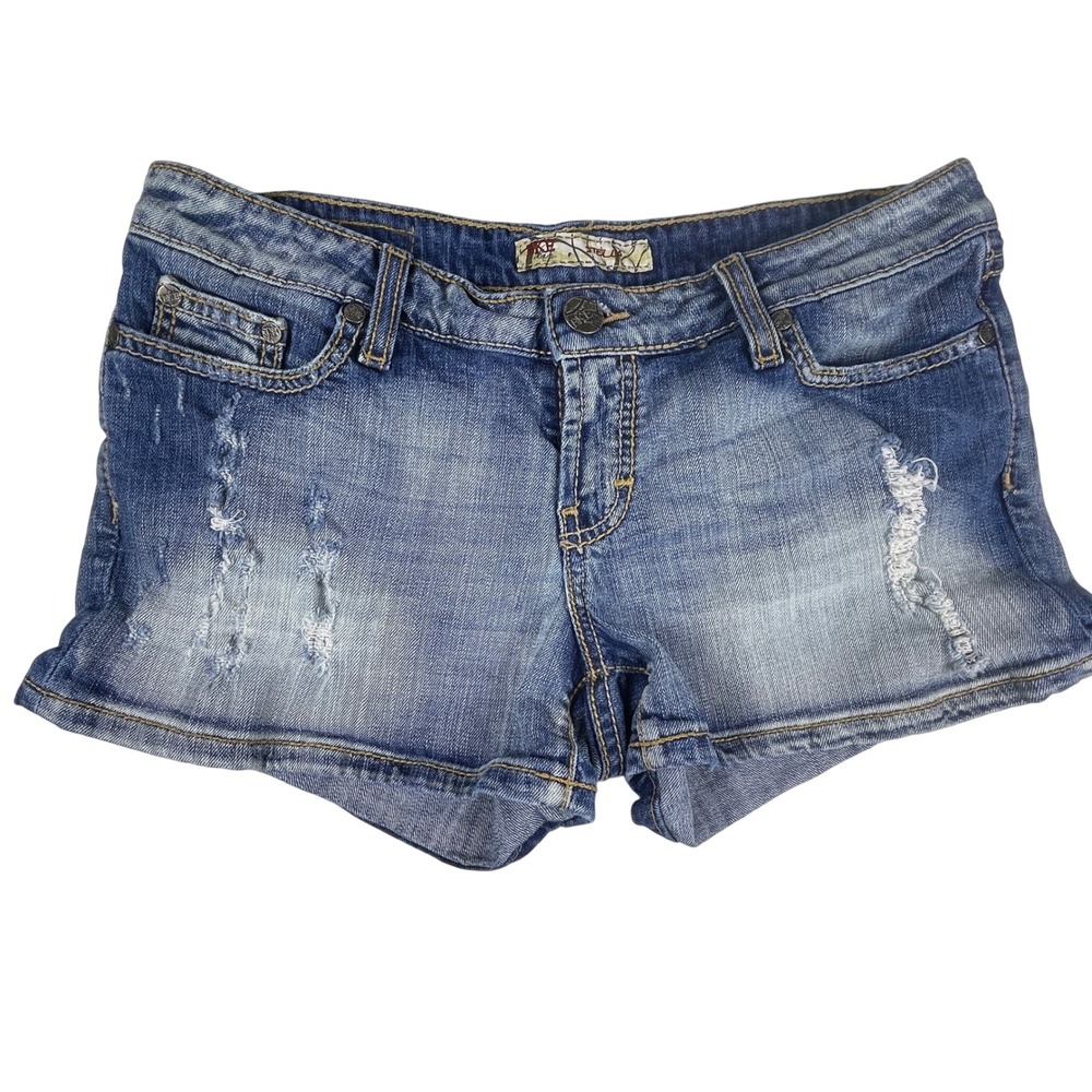 BKE Stella Denim Shorts Womens 30 Blue Distressed Low Rise Stretch - Picture 2 of 9
